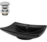 ML-Design Lavabo negro mate cerámico 610 x 455 x 185 mm rectangular