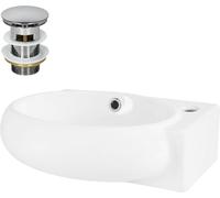 ML-Design Lavabo ovalado de cerámica con juego de desagüe plata