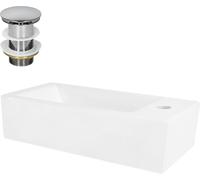 ML-Design Lavabo rectangular de cerámica con juego de desagüe cromado