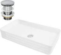 ML-Design Lavabo rectangular sobre encimera para baño cerámico