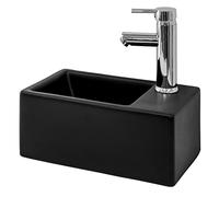 ML-Design Lavabo Sobre Encimera, 35,5x20,5x12,5cm, Cerámica, Diseño Rectangular, Lavadero Negro Mate, Lavamanos Sobremesa Sanitario Baño o Aseo, Moderno y Elegante, Pila Común sin Válvula de Desagüe