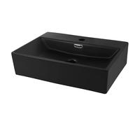 ML-Design Lavabo Sobre Encimera - 510 x 360 mm - Cerámica - Diseño Cuadrado - Lavadero Negro Mate - Lavamanos Sobremesa Sanitario Baño o Aseo - Moderno y Elegante - Sin Válvula de Desagüe