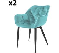 ML-Design Lote de 2 sillas de terciopelo, azules