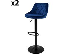 ML-Design Lote de 2 taburetes de bar de terciopelo, azules