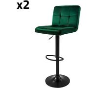 ML-Design Lote de 2 taburetes de bar de terciopelo, verdes