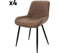 ML-Design Set 4X Sillas de Comedor Marrón Moderno 81 cm Asiento Tapizado de Imitación Cuero Transpirable y Suave con Patas de Metal Sillón con Respaldo Ergonómico para Salón Oficina Dormitorio Cocina