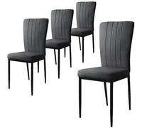 ML-Design Set de 4 Sillas de Comedor, Tapizadas de Terciopelo Gris, Respaldo Alto, Asiento Diseño Moderno y Cómodo para Salón o Cocina, Ergonómico, Versátil y Multifuncional con Estructura Metálica