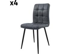 ML-Design Set 4X Sillas de Comedor Antracita con Respaldo, Asiento Ergonómico Acolchado Tapizado de Polipiel con Patas de Metal Sillón de Diseño Moderno para Mesa de Salón, Escritorio o Cocina