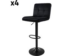 ML-Design Lote de 4 taburetes de bar de terciopelo, negros