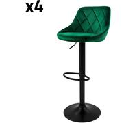 ML-Design Lote de 4 taburetes de bar de terciopelo, verdes