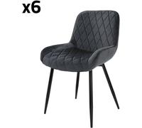 ML-Design Set 6X Sillas de Comedor Antracita Moderno 81 cm Asiento Tapizado de Terciopelo Transpirable y Suave con Patas de Metal Sillón con Respaldo Ergonómico para Salón Oficina Dormitorio Cocina