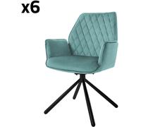 ML-Design 6X Sillas de Comedor con Respaldo y Reposabrazos Salvia Mostaza Tapizado con Funda de Terciopelo Patas de Metal Sillón Giratorio Diseño Ergonómico Moderno para Salón Escritorio