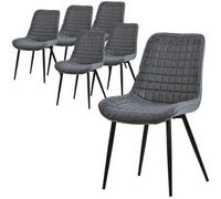 ML-DESIGN Lote de 6 sillas Sillas de comedor Sillas de cocina Sillas de salón PU piel artificial antracita