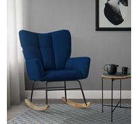 ML-Design Mecedora con Funda de Rizo Azul Oscuro Tumbona con Guías de Madera Sillón Ergonómico Reclinable con Reposabrazos Diseño Elegante Mueble Tapizado para Relax Salón Dormitorio Balcón