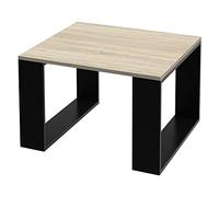 ML-Design Mesa de Centro 65 x 65 x 40 cm Aspecto Roble/Negro Patas de Trineo Mesita Cuadrada Robusta Velador Auxiliar Ideal para Salón u Oficina Estilo Elegante y Moderno Consola de Té o Café