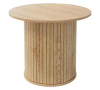 ML-Design Mesa de Centro con Tablero Sobresaliente Ø60 x 50 cm Marrón con Aspecto de Madera Mesita de Café Redonda en Estilo Moderno Elegante Mueble Auxiliar de Sofá Ideal para Salón