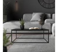 ML-Design Mesa de Centro Rectangular 110 x 39.5 x 59 cm Negra, Marco de Metal, Diseño Industrial, Mesita para Zona de Entrada, Salón, Comedor o Pasillo, Consola Decorativa de Café Auxiliar para Sofá
