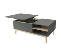 ML-Design Mesa de Centro Verde-Naturaleza 100x56x40 cm Mesita con Tablero Regulable en Altura Mueble Auxiliar Moderno con Patas de Madera de Pino Mucho Espacio de Almacenamiento Abierto/Oculto