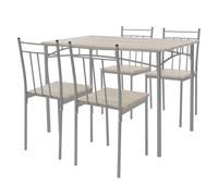 ML-Design Mesa de Comedor con 4 Sillas Roble Claro Juego de Comedor de 5 Piezas para 4 Personas Grupo de Asientos Completo de Madera con Patas de Metal Set de Muebles Elegantes para Hogar