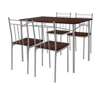 ML-Design Mesa de Comedor con 4 Sillas Roble Oscuro Juego de Comedor de 5 Piezas para 4 Personas Grupo de Asientos Completo de Madera con Patas de Metal Set de Muebles Elegantes para Hogar