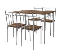 ML-Design Mesa de Comedor con 4 Sillas Vintage Juego de Comedor de 5 Piezas para 4 Personas Grupo de Asientos Completo de Madera con Patas de Metal Set de Muebles Elegantes para Hogar