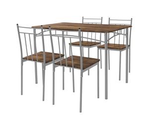 ML-Design Mesa de Comedor con 4 Sillas Vintage Juego de Comedor de 5 Piezas para 4 Personas Grupo de Asientos Completo de Madera con Patas de Metal Set de Muebles Elegantes para Hogar