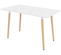 ML-Design Mesa de comedor de madera blanca 120x70x74,5cm rectangular
