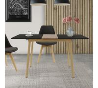 ML-Design Mesa de Comedor Extensible de Madera Negra 110/140 x 75 x 76,5 cm Mesita Rectangular para Salón o Cocina Capacidad de 4-6 Personas Estilo Escandinavo Moderno con Patas de Acero