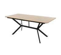 ML-Design Mesa de Comedor Marrón Claro 180x80x75 cm Rectangular para Seis Personas, Mueble para Cocina Salón, Estructura de Acero, Diseño Industrial Moderno, Patas Atornillables Regulables en Altura