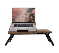 ML-Design Mesa de Ordenador Portátil para Cama, Sofá o Sobremesa Marrón Vintage Soporte para Lectura de Libros Elevable a Varios Niveles Mueble Plegable para Regazo Bandeja Desayuno Multifuncional