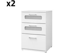 ML-Design Mesita de noche con tres cajones 40x60x38 cm Madera blanca