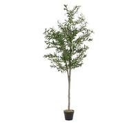 ML-Design Olivo Artificial 180 cm Decorativo, Planta Falsa Grande con Tronco de Madera Natural, Hojas de Tela y Frutos de Plástico de Interior/Exterior, Árbol Ornamental Realista para Salón Oficina