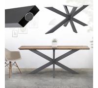 ML-Design Pata de Mesa Industrial Cruzadas 78x71x120cm Antracita Diseño Araña Forma X Patines Metálicos para la Base de Encimera Acero con Recubrimiento Polvo Pies Soporte Auxiliar Decorativo de Hogar