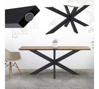 ML-Design Pata de Mesa Industrial Cruzadas 78x71x150 cm Negro Diseño Araña Forma X Patines Metálicos para la Base de Encimera Acero con Recubrimiento Polvo Pies Soporte Auxiliar Decorativo de Hogar