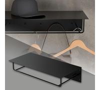 ML-Design Perchero de Pared con Barra de Colgar y Estante Flotante para Sombreros 60x30x15 cm Negro Metálico Vestidor o Armario de Pasillo Panel Colgante de Entrada para Chaquetas y Abrigos