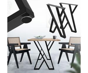 ML-Design Set 2X Patas de Mesa 50 x AL71 cm Forma de X Soporte Negro de Metal en Acero Recubierto de Polvo Bastidor para Escritorio Corredores para Tablero Pie Armazón Diseño Industrial DIY
