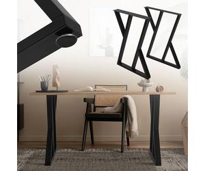 ML-Design Set 2X Patas de Mesa 50 x AL71 cm Forma de X Soporte Negro de Metal en Acero Recubierto de Polvo Bastidor para Escritorio Corredores para Tablero Pie Armazón Diseño Industrial DIY