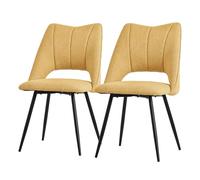 ML-Design Set 2X Sillas de Comedor Amarillo Mostaza con Respaldo Asiento de Poliéster Tapizado con Patas de Metal Negro Sillónes Ergonómicos de Diseño Moderno para Mesa de Salón, Escritorio o Cocina