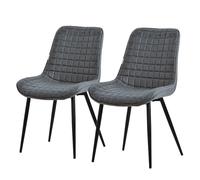 ML-Design Set 2X Sillas de Comedor Antracita con Respaldo, Asiento Polipiel Acolchado Tapizado de Terciopelo con Patas de Metal Sillón de Diseño Moderno para Mesa de Salón, Escritorio o Cocina