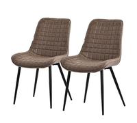 ML-Design Set 2X Sillas de Comedor Marrón con Respaldo, Asiento Polipiel Acolchado Tapizado de Terciopelo con Patas de Metal Sillón de Diseño Moderno para Mesa de Salón, Escritorio o Cocina