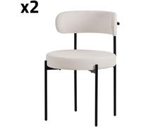 ML-Design Set 2x sillas de comedor tejido teddy blanco