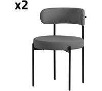 ML-Design Set 2x sillas de comedor tejido teddy gris de terciopelo