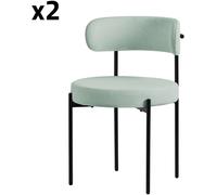 ML-Design Juego de 2 Sillas de Comedor Asientos Tapizados en Tejido Teddy Verde y Patas de Metal Negro Muebles Ergonómicos Elegantes Sillón de Diseño Moderno para Mesa de Salón, Escritorio o Cocina
