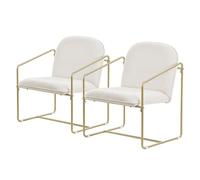 ML-Design Set 2x Sillones Color Beige, Sillón Relax con Funda Suave y Estructura de Acero Dorado, Asiento Tapizado Lounge Modenro con Reposabrazos y Respaldo, Silla para Salón, Comedor o Sala de estar