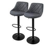 ML-Design Set 2X Taburetes de Bar de Piel Sintética Antracita, Sillas de Mostrador Giratorias 360° con Altura Regulable 62-82cm, Asiento de Bistro para Comedor, Salón, Sala de Estar o Restaurante