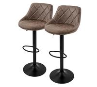 ML-Design Set 2X Taburetes de Bar de Piel Sintética Marrón, Sillas de Mostrador Giratorias 360° con Altura Regulable 62-82cm, Asiento de Bistro para Comedor, Salón, Sala de Estar o Restaurante