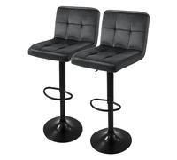 ML-Design Set 2X Taburetes de Bar de Terciopelo Gris Sillas de Mostrador Giratorias 360° Tapizadas con Altura Regulable 63-83cm Asiento de Bistro para Comedor, Salón, Sala de Estar o Restaurante