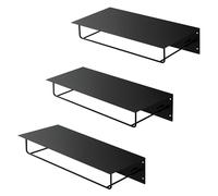 ML-Design Set 3X Percheros de Pared con Barra de Colgar y Estante Flotante para Sombreros 60x30x15 cm Negro Metálico Vestidor o Armario de Pasillo Panel Colgante de Entrada para Chaquetas y Abrigos