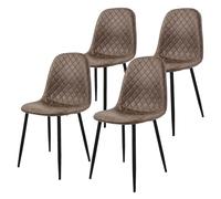 ML-Design Set 4X Silla de Comedor Marrón con Respaldo, Asiento Ergonómico Acolchado Tapizado de Piel Sintética con Patas de Metal Sillón de Diseño Moderno para Mesa de Salón, Escritorio o Cocina