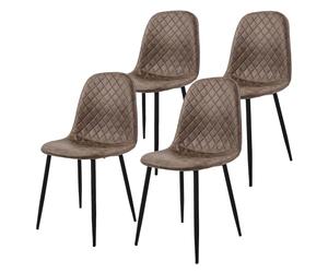 ML-Design Set 4X Silla de Comedor Marrón con Respaldo, Asiento Ergonómico Acolchado Tapizado de Piel Sintética con Patas de Metal Sillón de Diseño Moderno para Mesa de Salón, Escritorio o Cocina